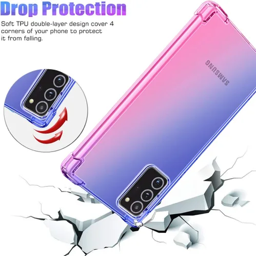Vista 7 de Funda para Galaxy Note 20, bonita funda de TPU transparente, absorbente de golpes, ligera, azul/rosa