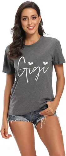 Vista 3 de Gigi - Camisetas para abuela, mujer, con gráfico Gigi con corazones, de manga corta