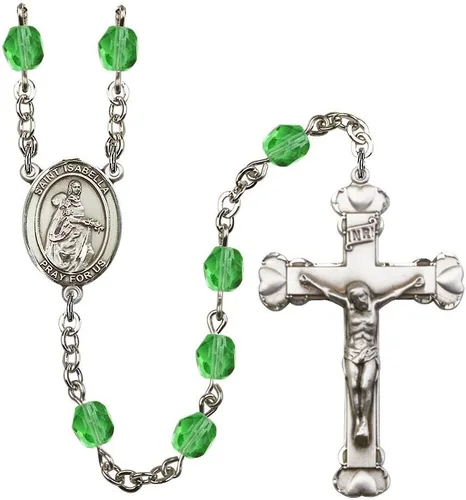 Vista 7 de Bonyak Jewelry Rosario chapado en plata de Santa Isabel de Portugal: cada mes de nacimiento color y más