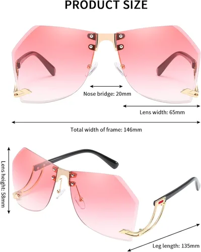 Vista 2 de Kepoita Gafas de sol de gran tamaño para mujer parte superior plana protección futurista diseño de lentes grandes gafas de una pieza Gris