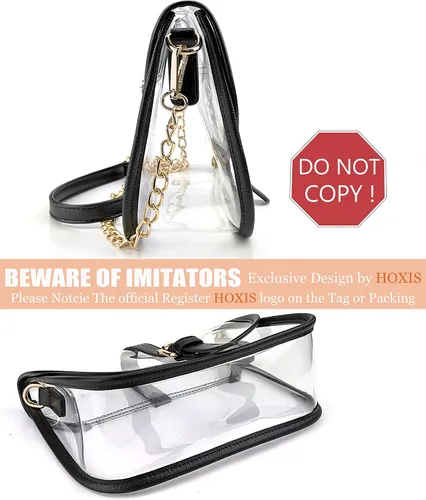 Vista 6 de Bolso cruzado transparente para mujer, bolso de hombro con cadena