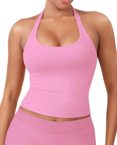 Vista 27 de YEOREO SoftHue Impact Halter - Camiseta sin mangas para mujer Blanco