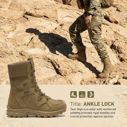 Vista 6 de ROCKROOSTER Colmar Botas de combate tácticas militares para hombre, 8 pulgadas, botas de motocicleta, botas de senderismo ligeras impermeables