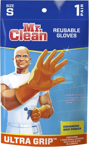 Vista 5 de Mr. Clean Ultra agarre, resistente al calor, forro de algodón suave, guantes de agarre de diamante extremadamente antideslizantes