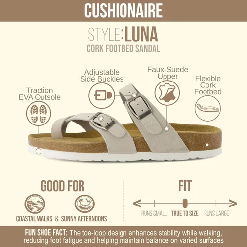 Vista 4 de CUSHIONAIRE Sandalias para mujer Luna con plantilla de corcho y +Confort