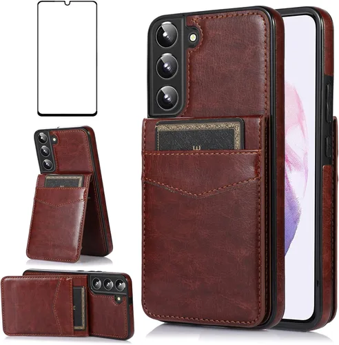 Vista 10 de Asuwish Funda de teléfono para Samsung Galaxy S22 Plus/S22+ con protector de pantalla de vidrio templado y tarjetero para tarjetas de crédito