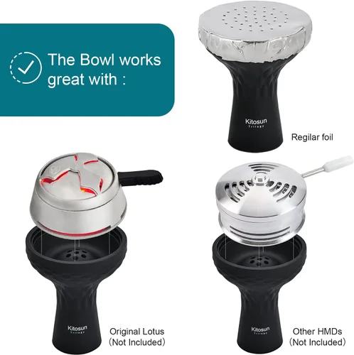 Vista 5 de Cuenco para cachimba – Cuenco de silicona para shisha, perfecto para trabajar como accesorios de fumar, kit de cachimba duradero para shisha