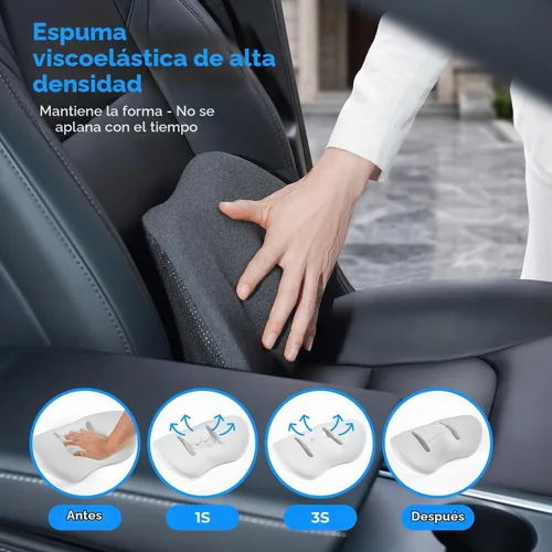 Vista 3 de Almohada de apoyo lumbar para automóvil, cojín de espuma viscoelástica para aliviar el dolor de espalda baja, soporte ergonómico para asiento