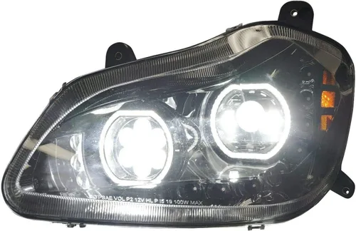 Vista 8 de Juego completo de faros delanteros LED de acero cromado con rejilla para Kenworth T680