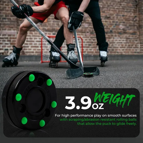 Vista 8 de Green Biscuit Disco de hockey sobre ruedas oficial de la NHL Off Ice Hockey Street Puck para un mejor manejo y paso del palo, práctica al aire libre