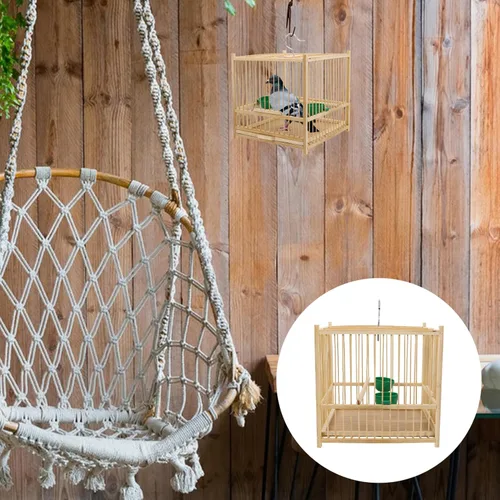 Vista 2 de YARNOW Jaula de pájaros portátil para periquitos cacatúa hecha a mano jaula para pájaros pequeña