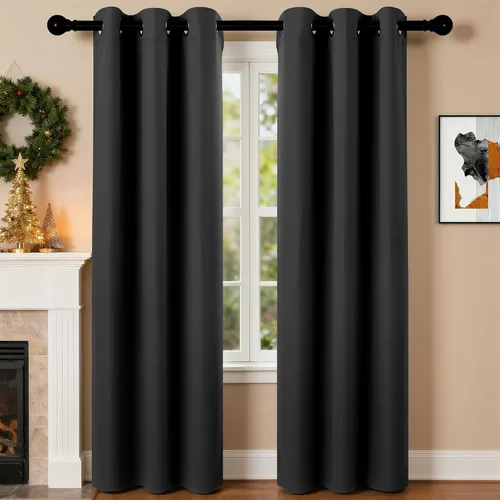 Vista 18 de Cortinas de oscurecimiento de habitación de 45 pulgadas de largo para dormitorio y sala de estar, cortinas térmicas aislantes con ojales
