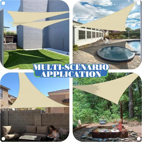 Vista 2 de ECOOPTS - Toldo de vela triangular de 0.6 x 0.6 x 0.6 m, de polietileno de alta densidad, para sombra, toldo para pérgola, cubierta para patio al