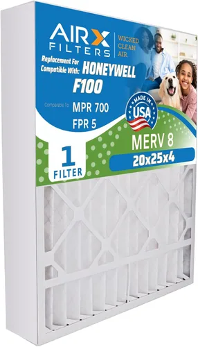 Vista 8 de AIRX FILTERS WICKED CLEAN AIR. Filtro de horno 20x25x4 MERV 8 compatible con filtro de aire Honeywell 20x25x4 F25 1 solo filtro