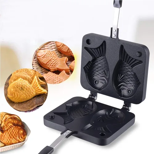 Vista 7 de Hovico Taiyaki - Molde doble para panqueques japonés en forma de pez, molde doble para hacer panqueques en forma de pez, molde doble para el hogar