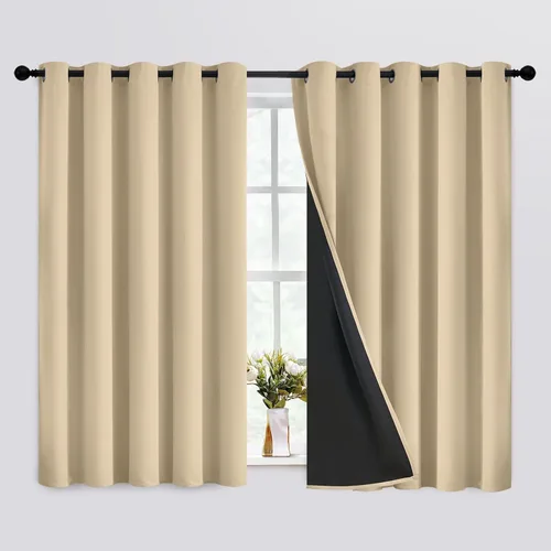 Vista 108 de SimpleHome - Cortinas opacas 100% para recámara, cortinas de ventana con ojales beige, con aislamiento térmico, cortinas de oscurecimiento