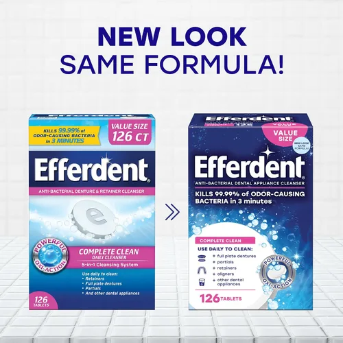 Vista 3 de Efferdent Tabletas de limpieza retenedoras, 126 tabletas y pasta dental blanqueadora Aquafresh Extreme Clean, 5.6 onzas