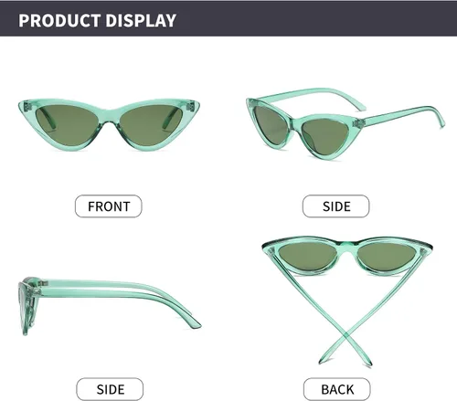 Vista 3 de Lentes de sol retro para mujer, con marco de plástico y diseño con estilo ojo de gato YOSHYA