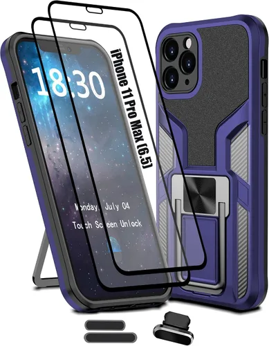 Vista 8 de Funda para iPhone 11 Pro Max anticaídas, resistente grado militar, a prueba de golpes, doble protección (TPU+PC), funda magnética sólida y duradera