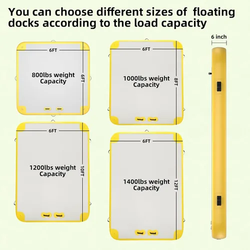 Vista 2 de Plataforma flotante inflable de 6 pies/8 pies/10 pies/12 pies, almohadilla de agua inflable para adultos, tapete flotante de aire para múltiples