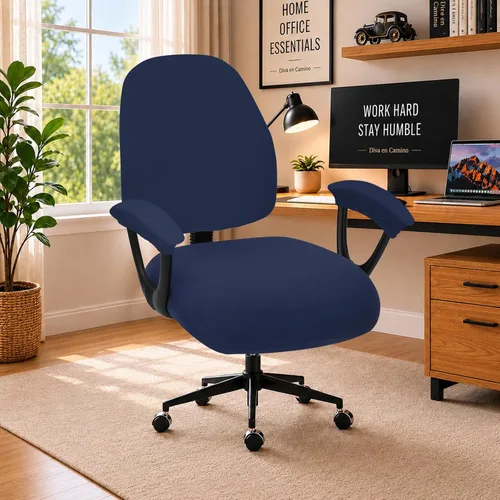 Vista 110 de Fundas elásticas resistentes al agua para sillas de computadora - Protectores lavables para respaldo giratorio y asiento para mascotas - Negro
