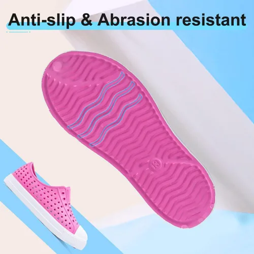 Vista 3 de QLZ Zapatos de agua para niños y niñas, sandalias de jardín, zapatos de goma, zapatos de playa, antideslizantes, ligeros, transpirables, de secado