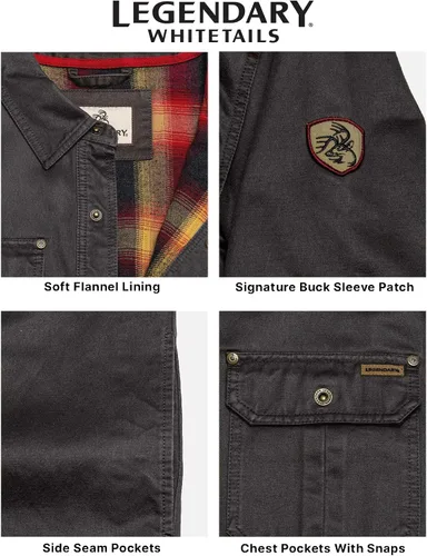 Vista 6 de Legendary Whitetails Chaqueta de camisa de franela con forro para hombre, de algodón encerado resistente al agua