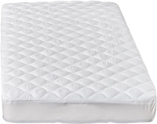 Vista 5 de Protector de colchón acolchado impermeable tamaño individual para colchón de aire, suave y silencioso, con bolsillo elástico, color blanco