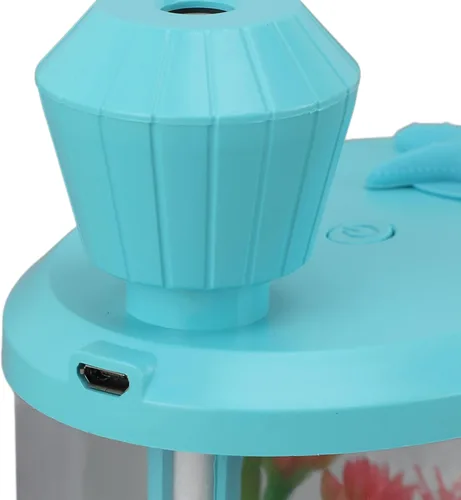 Vista 9 de Mini humidificador con niebla fría, humidificador pequeño para el hogar, automóvil, oficina, dormitorio, humidificadores USB silenciosos de Azul