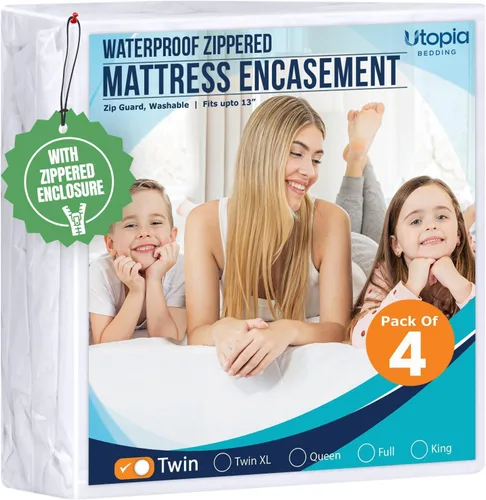 Vista 12 de Utopia Bedding - Protector de colchón Twin con zíper, 100% impermeable, a prueba de chinches y ácaros del polvo, funda para colchón absorbente de 6