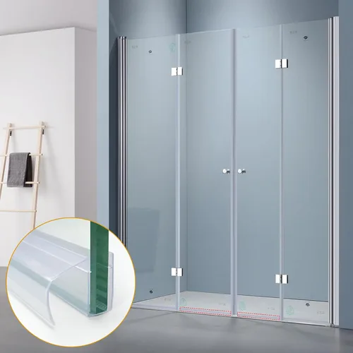 Vista 4 de Tira de sellado inferior de puerta de vidrio para ducha de baño, 2 tiras de sellado de PVC transparente de 36 pulgadas de largo para panel de puerta
