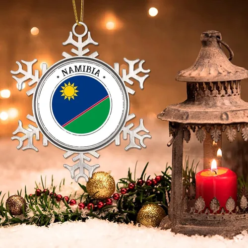 Vista 3 de Adorno de bandera de Namibia para decoración del árbol de Navidad, bandera nacional, silueta de Namibia, decoración del árbol de Navidad, regalo