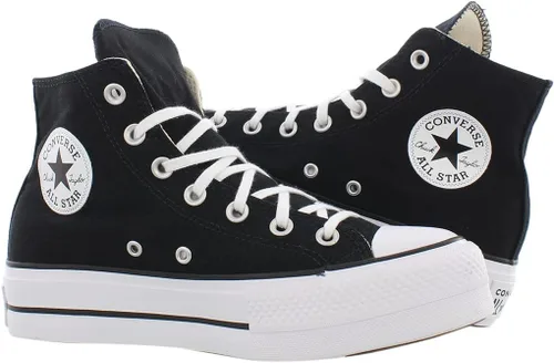 Vista 2 de Converse - Chuck Taylor All Star Tenis de mujer altos de plataforma con diseño de leopardo Negro/Blanco Negro
