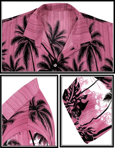 Vista 5 de LA LEELA Men's Hawaiian Shirt Short Sleeves Printed Button Down Summer Beach Dress Shirts