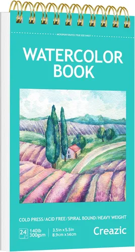 Vista 13 de Bloc de papel de acuarela de 9 x 12 pulgadas (140 libras/300 gsm) – Cuaderno de bocetos para artistas sin ácidos, papel pesado prensado en frío