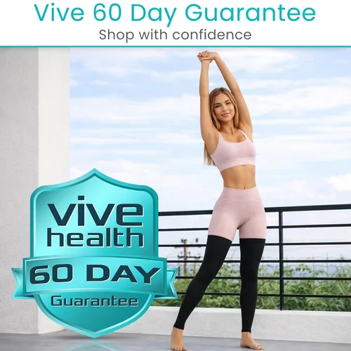 Vista 9 de Vive Mangas de compresión de pierna completa para hombres y mujeres (par) – Soporte de rodilla, pantorrillas y muslos para baloncesto, fútbol, lucha