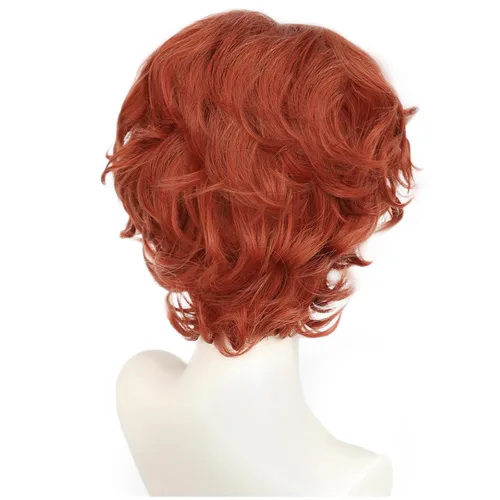 Vista 5 de Peluca naranja para hombre, estilo desordenado, corto, esponjoso Jengibre