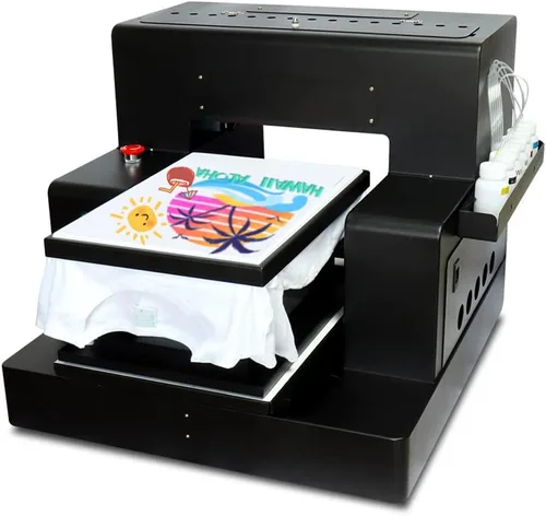 Vista 3 de Impresora automática de camisetas A3 DTG DTF Impresora con plataforma de vacío Impresora DTG de cama plana Impresión en camiseta oscura/ligera