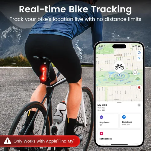 Vista 2 de Luz trasera de bicicleta Chtoocy con rastreador de bicicleta, pista GPS en tiempo real (solo iOS)