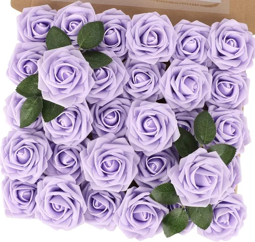 Vista 21 de MACTING 30 PCS Flores Artificiales Rosas Negras y Blancas Flores Falsas con Tallo Rosas de Espuma de Tacto Real para Boda Bola de Besos Ramillete