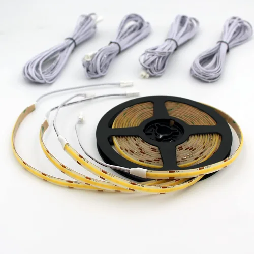 Vista 4 de Paquete de 4 tiras de luces LED COB cortables con cable de extensión de 16.4 pies de largo utilizado para luces LED de escalera