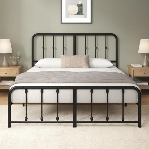 Vista 17 de Zinus Leonardo - Marco de cama con plataforma de metal, cabecero victoriano, tamaño individual Heavy Duty Bed Base, Ample Underbed Storage Space