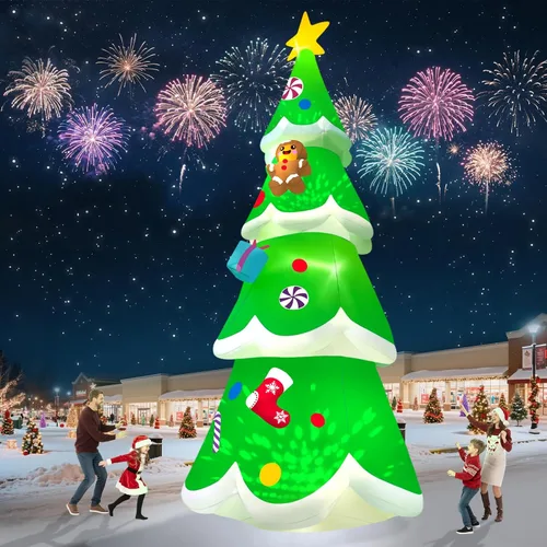 Vista 7 de Kalolary Árbol de Navidad inflable de 20 pies con luz LED, inflable gigante para exteriores, decoración al aire libre para fiestas, patio, césped
