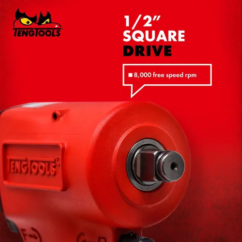 Vista 6 de Teng Tools ARWM12M - Pistola de llave de impacto neumática compacta reversible de 1/2 pulgada de alto par