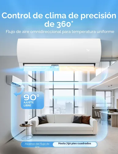 Vista 2 de Tehanld Mini sistema de calefacción Split, aire acondicionado mini split de 12000 BTU con bomba de calor, 19 SEER2 115 V unidad de CA de bajo