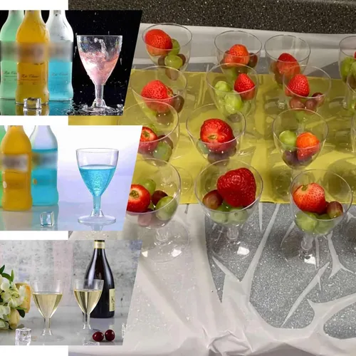 Vista 5 de Efavormart - Paquete de 12 copas de vino de plástico transparente de 6 onzas con tallo hueco; elegantes copas desechables de dos piezas con base