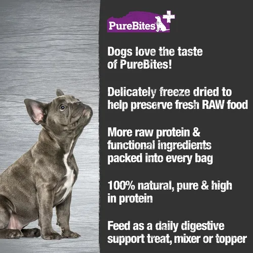 Vista 4 de PureBites + Golosinas liofilizadas para perros intestinales y digestiones, 5 ingredientes, fabricadas en EE. UU., 3 oz