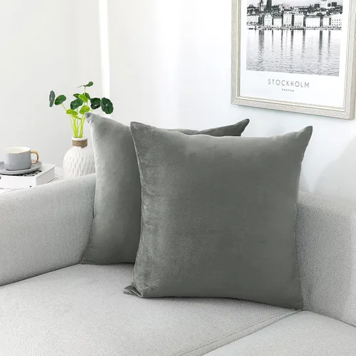 Vista 10 de NiNi ALL - Fundas de almohada decorativas de terciopelo 30x30 cm, paquete de 2 unidades, color azul bebé, suaves para sofá, dormitorio, sala