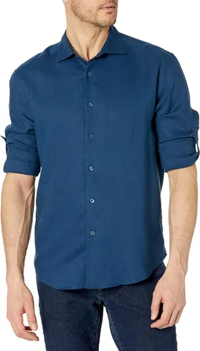 Vista 4 de Cubavera Camisa estándar Travelselect de manga larga con botones para hombre, ajuste clásico, resistente a las arrugas