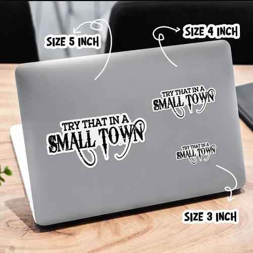 Vista 2 de Calcomanía de música occidental con texto en inglés «Try That in a Small Town», calcomanía para parachoques para automóvil, mujer, accesorio